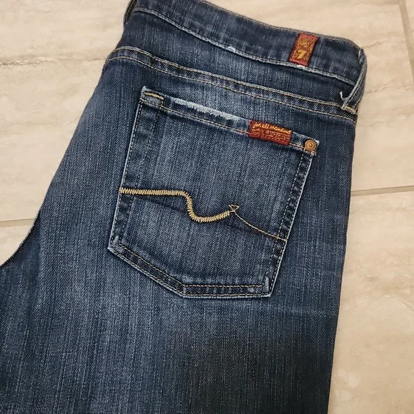 7FAM 7 FOR ALL MANKIND Bootcut Medium Blue Wash Boot cut Jeans 29 Denim Vintage - Picture 4 of 14